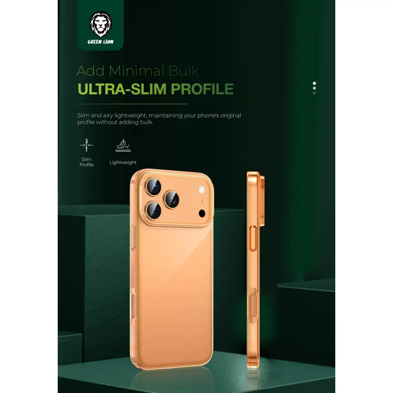 قاب اورجینال Green Lion شفاف Delgado Pc Case مدل Apple iPhone 17 Pro Max - نارنجی (پک دار)